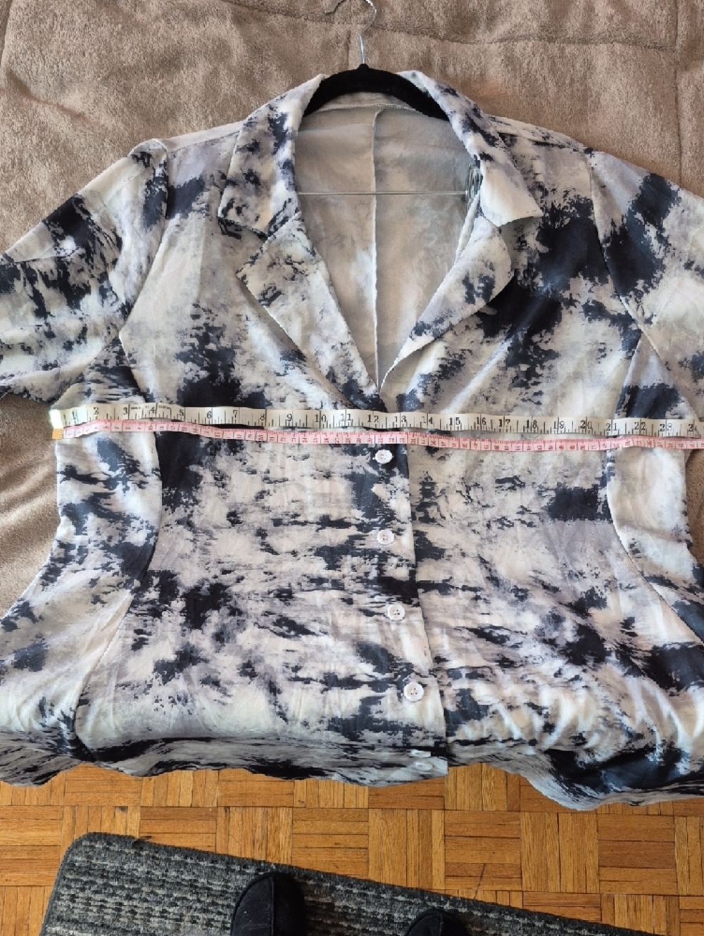 2XL Women's Tie-Dye Lightweight Long Blazer Jacket - Blue/Gray/White - Picture 5 of 12